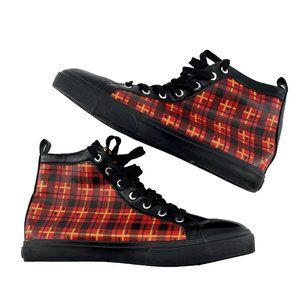 Mens Sz 8 Hightops Red Plaid Vinyl Rain Shoe Harry Potter Gryffindor GroundUp